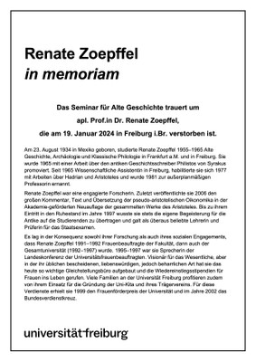 Renate Zoepffel in memoriam
